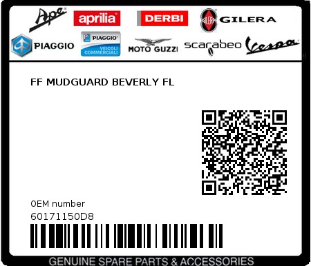 Product image: Piaggio - 60171150D8 - FF MUDGUARD BEVERLY FL  0