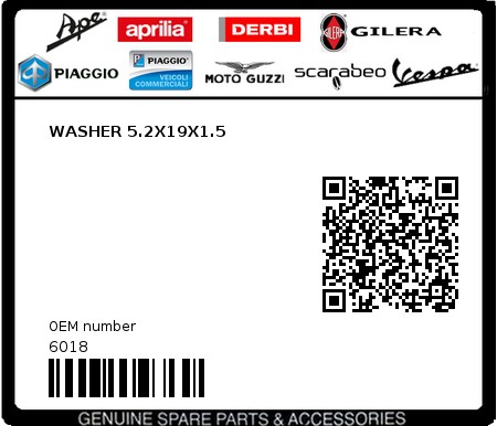 Product image: Piaggio - 6018 - WASHER 5.2X19X1.5  0