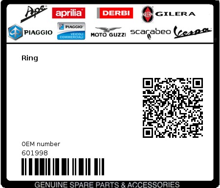 Product image: Piaggio - 601998 - Ring  0