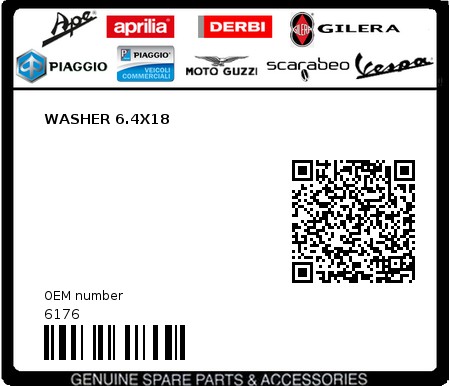 Product image: Piaggio - 6176 - WASHER 6.4X18  0