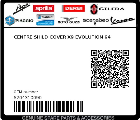 Product image: Piaggio - 6204310090 - CENTRE SHILD COVER X9 EVOLUTION 94  0