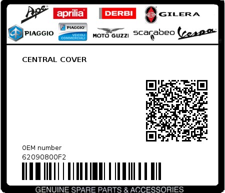 Product image: Piaggio - 62090800F2 - CENTRAL COVER  0