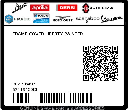 Product image: Piaggio - 62119400DF - FRAME COVER LIBERTY PAINTED  0