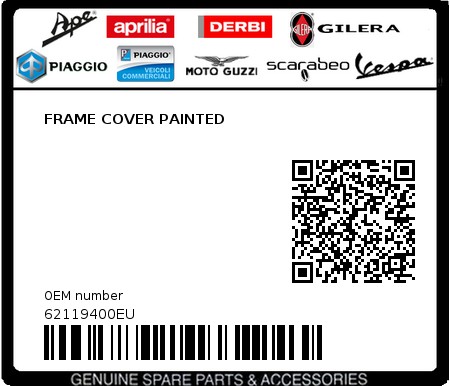 Product image: Piaggio - 62119400EU - FRAME COVER PAINTED  0
