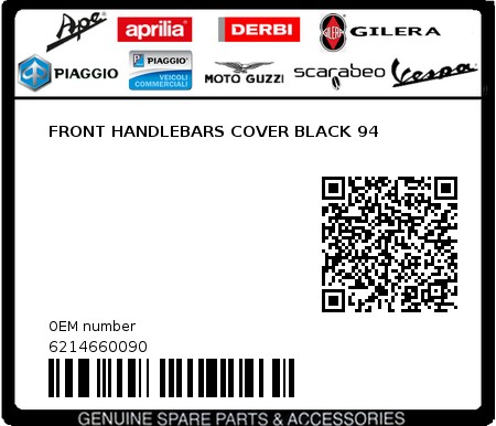 Product image: Piaggio - 6214660090 - FRONT HANDLEBARS COVER BLACK 94  0