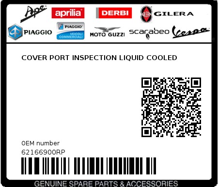 Product image: Piaggio - 62166900RP - COVER PORT INSPECTION LIQUID COOLED  0