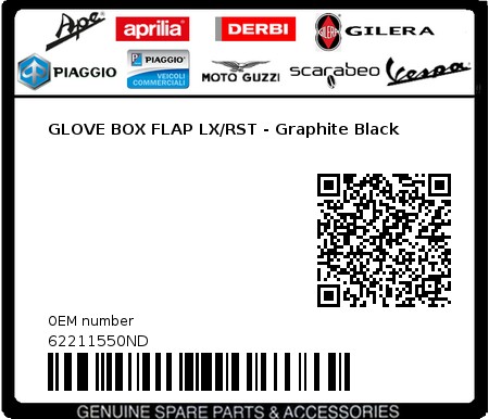 Product image: Piaggio - 62211550ND - GLOVE BOX FLAP LX/RST - Graphite Black  0