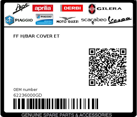 Product image: Piaggio - 62236000GD - FF H/BAR COVER ET  0