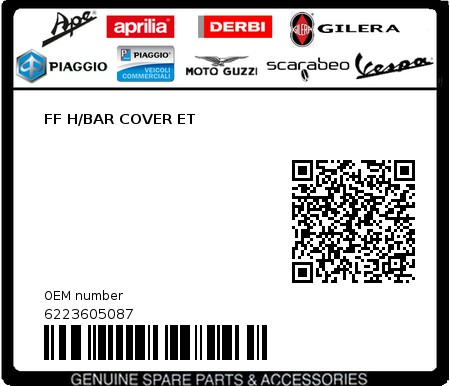 Product image: Piaggio - 6223605087 - FF H/BAR COVER ET  0