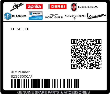 Product image: Piaggio - 62306000AF - FF SHIELD  0