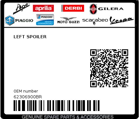 Product image: Piaggio - 62306900BR - LEFT SPOILER  0