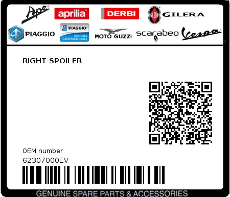 Product image: Piaggio - 62307000EV - RIGHT SPOILER  0