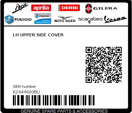 Product image: Piaggio - 62444600BU - LH UPPER SIDE COVER  0