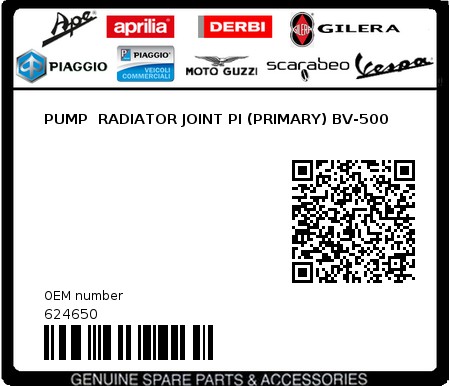 Product image: Piaggio - 624650 - PUMP  RADIATOR JOINT PI (PRIMARY) BV-500  0