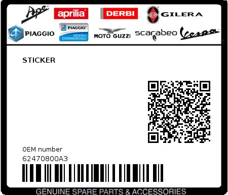 Product image: Piaggio - 62470800A3 - STICKER  0