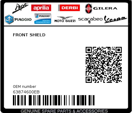 Product image: Piaggio - 63874600EB - FRONT SHIELD  0