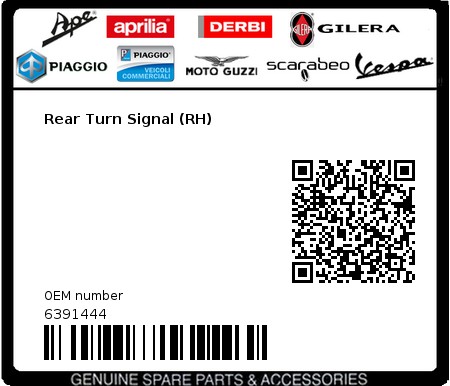Product image: Piaggio - 6391444 - Rear Turn Signal (RH)  0