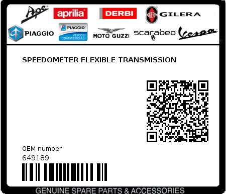 Product image: Piaggio - 649189 - SPEEDOMETER FLEXIBLE TRANSMISSION  0