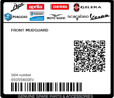 Product image: Piaggio - 65055800EV - FRONT MUDGUARD  0