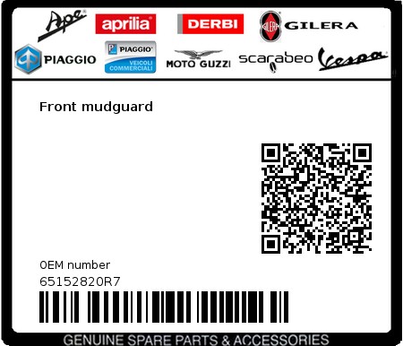 Product image: Piaggio - 65152820R7 - Front mudguard  0