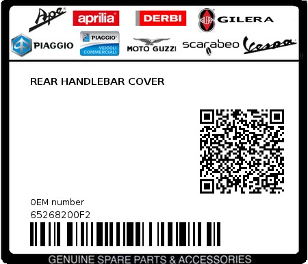 Product image: Piaggio - 65268200F2 - REAR HANDLEBAR COVER  0