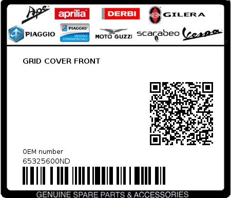 Product image: Piaggio - 65325600ND - GRID COVER FRONT  0