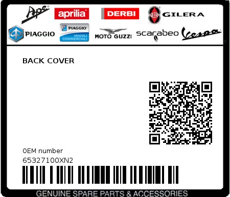 Product image: Piaggio - 65327100XN2 - BACK COVER  0