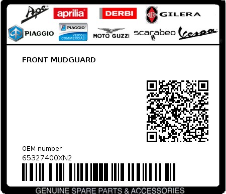 Product image: Piaggio - 65327400XN2 - FRONT MUDGUARD  0