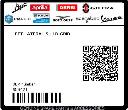 Product image: Piaggio - 653421 - LEFT LATERAL SHILD GRID  0