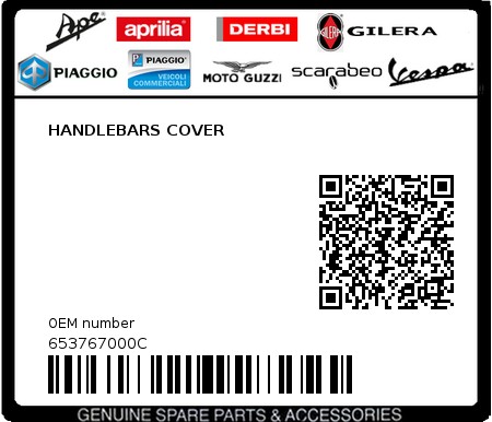 Product image: Piaggio - 653767000C - HANDLEBARS COVER  0