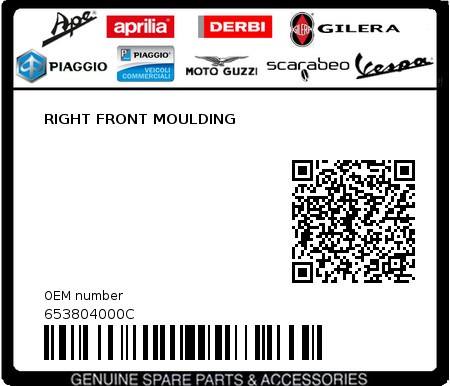 Product image: Piaggio - 653804000C - RIGHT FRONT MOULDING  0