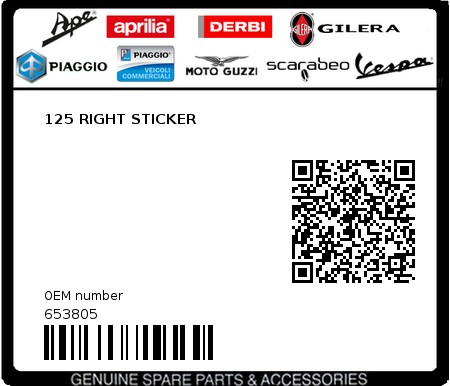 Product image: Piaggio - 653805 - 125 RIGHT STICKER  0