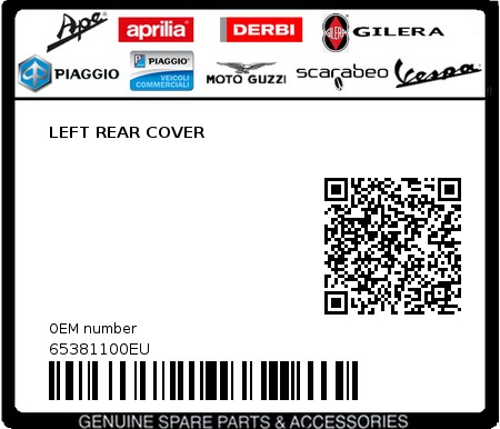 Product image: Piaggio - 65381100EU - LEFT REAR COVER  0