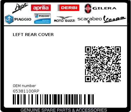 Product image: Piaggio - 65381100RP - LEFT REAR COVER  0