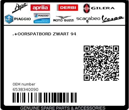 Product image: Piaggio - 6538340090 - .+OORSPATBORD ZWART 94  0