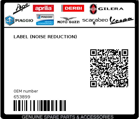 Product image: Piaggio - 653899 - LABEL (NOISE REDUCTION)  0