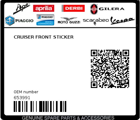 Product image: Piaggio - 653991 - CRUISER FRONT STICKER  0