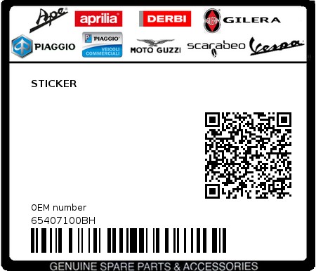 Product image: Piaggio - 65407100BH - STICKER  0