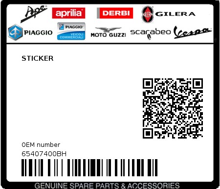 Product image: Piaggio - 65407400BH - STICKER  0