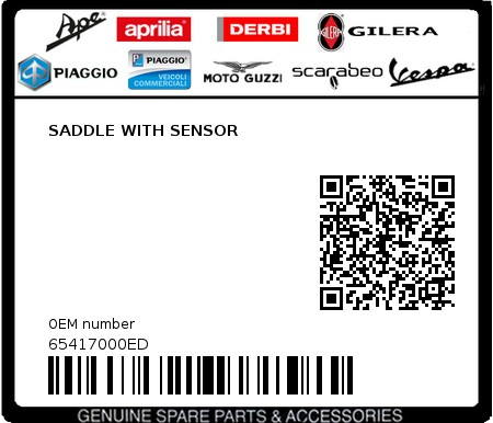 Product image: Piaggio - 65417000ED - SADDLE WITH SENSOR  0