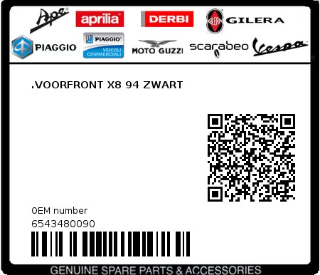Product image: Piaggio - 6543480090 - .VOORFRONT X8 94 ZWART  0