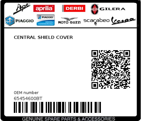 Product image: Piaggio - 65454600BT - CENTRAL SHIELD COVER  0