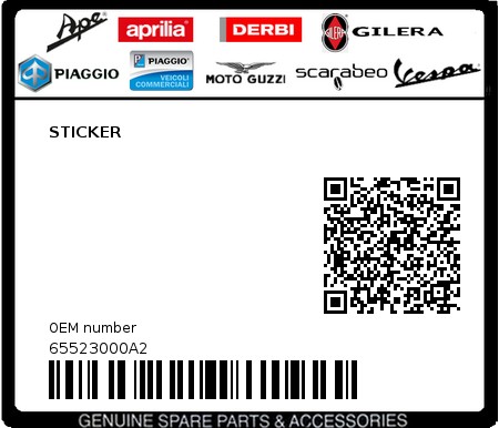 Product image: Piaggio - 65523000A2 - STICKER  0