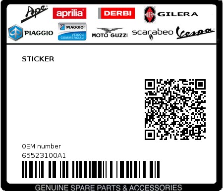 Product image: Piaggio - 65523100A1 - STICKER  0