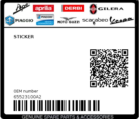 Product image: Piaggio - 65523100A2 - STICKER  0