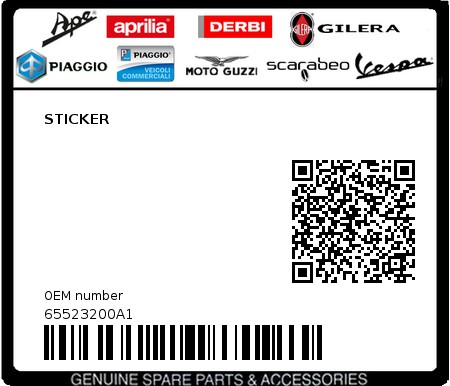 Product image: Piaggio - 65523200A1 - STICKER  0