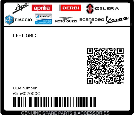 Product image: Piaggio - 655602000C - LEFT GRID  0