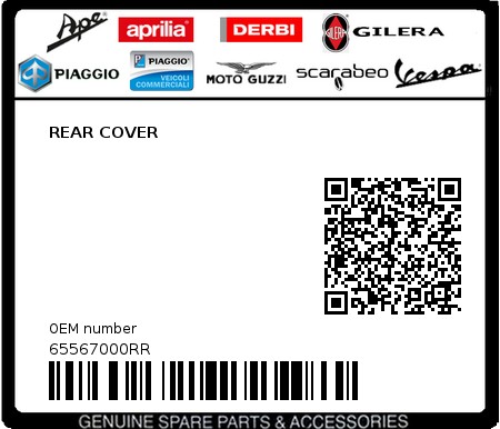 Product image: Piaggio - 65567000RR - REAR COVER  0