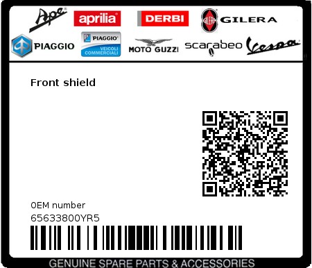 Product image: Piaggio - 65633800YR5 - Front shield  0
