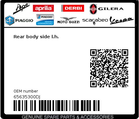 Product image: Piaggio - 65635300DJ - Rear body side l.h.  0